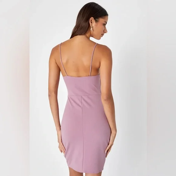 🔅Host Pick🔅 Lulu’s Forever Your Girl Mauve Pink Bodycon Dress Size S - Picture 4 of 7